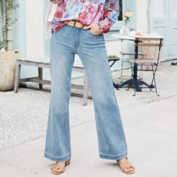 NewSoft Surroundings women's Ultimate Denim Wide Legfull length JeansSZ 14